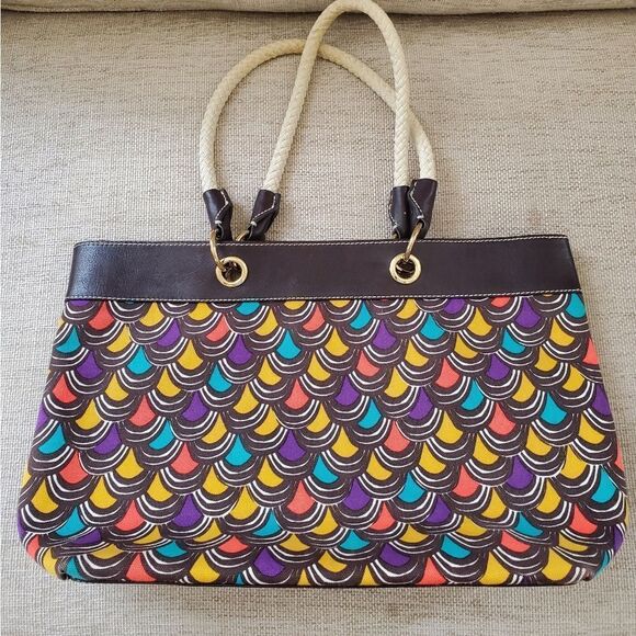 Milly Canvas Large Tote With Patent Leather Accent - Picture 4 of 13